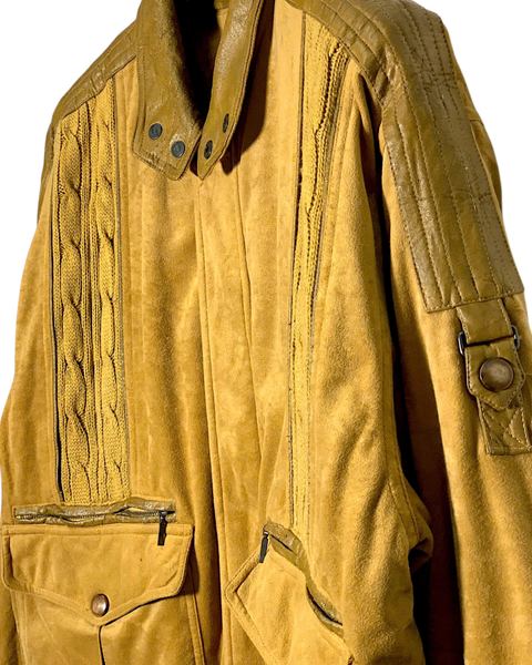  |SIZE XXL| BILLIKEN FAUX SUEDE KNIT PANEL DOUBLE POCKET FIELD JACKET AOXXL-7224 