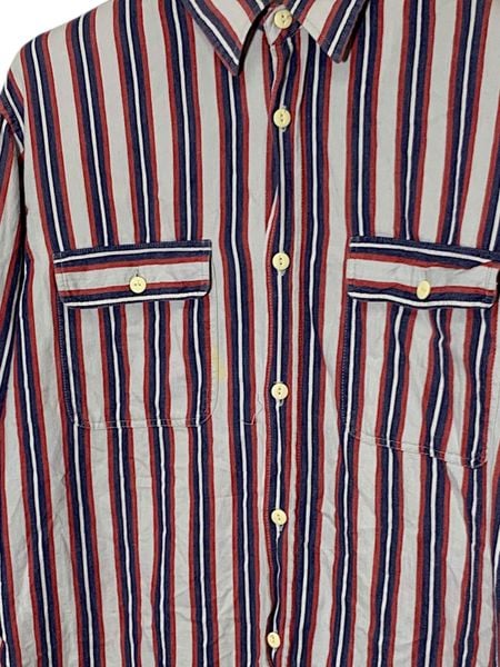  |SIZE L| SLUMMING CASUALS DOUBLE POCKET STRIPED BUTTON UP SHIRT AOL-7404 