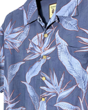 |SIZE L| JAMAICA JAXX BLUE TROPICAL LEAF PRINT BUTTON UP HAWAIIAN SHIRT AOL-7243 