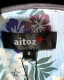  |SIZE M| AITOZ BLUE HIBISCUS FLORAL PRINT BUTTON DOWN HAWAIIAN SHIRT AOM-7244 
