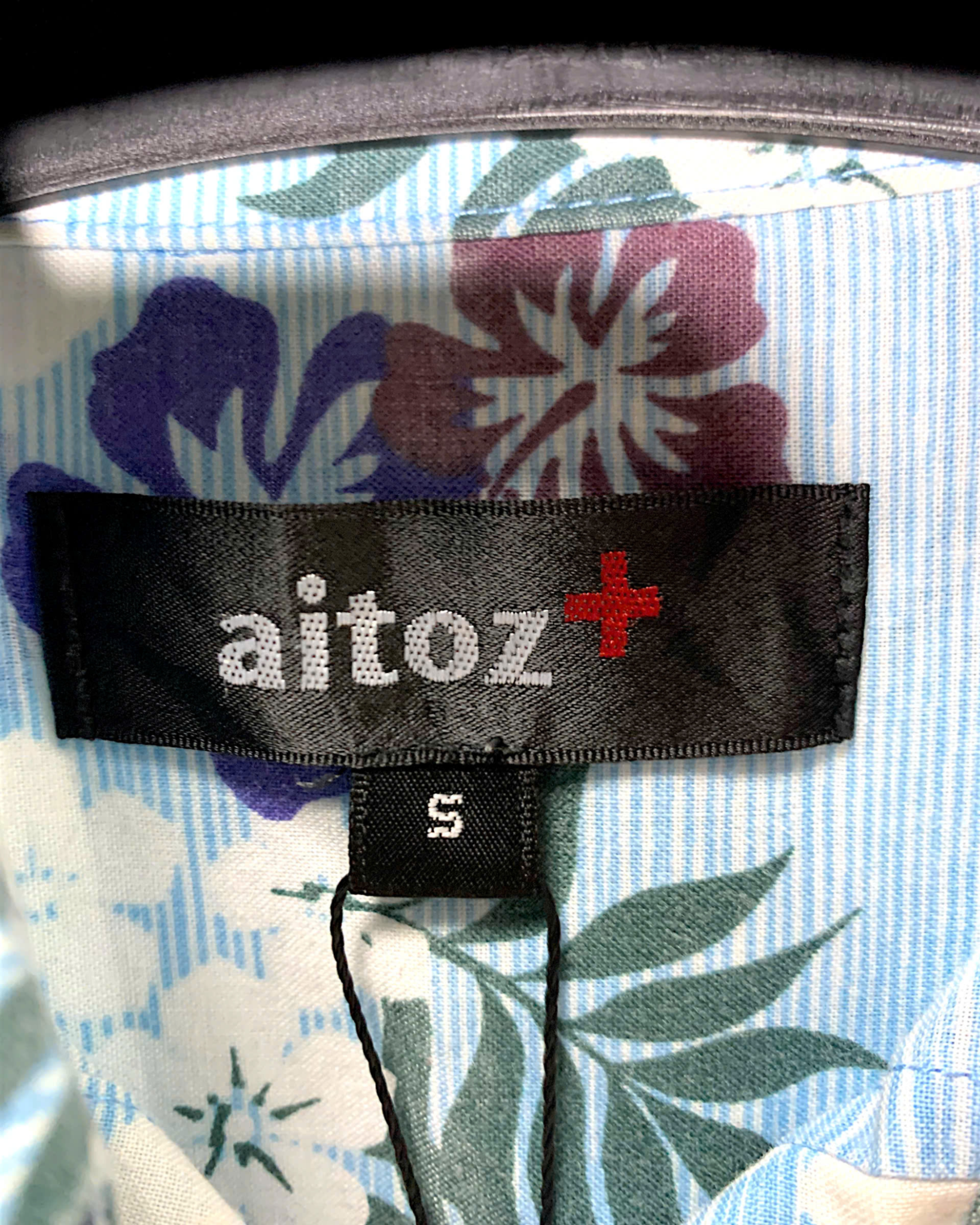  |SIZE M| AITOZ BLUE HIBISCUS FLORAL PRINT BUTTON DOWN HAWAIIAN SHIRT AOM-7244 