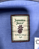  |SIZE L| JAMAICA JAXX BLUE TROPICAL LEAF PRINT BUTTON UP HAWAIIAN SHIRT AOL-7243 
