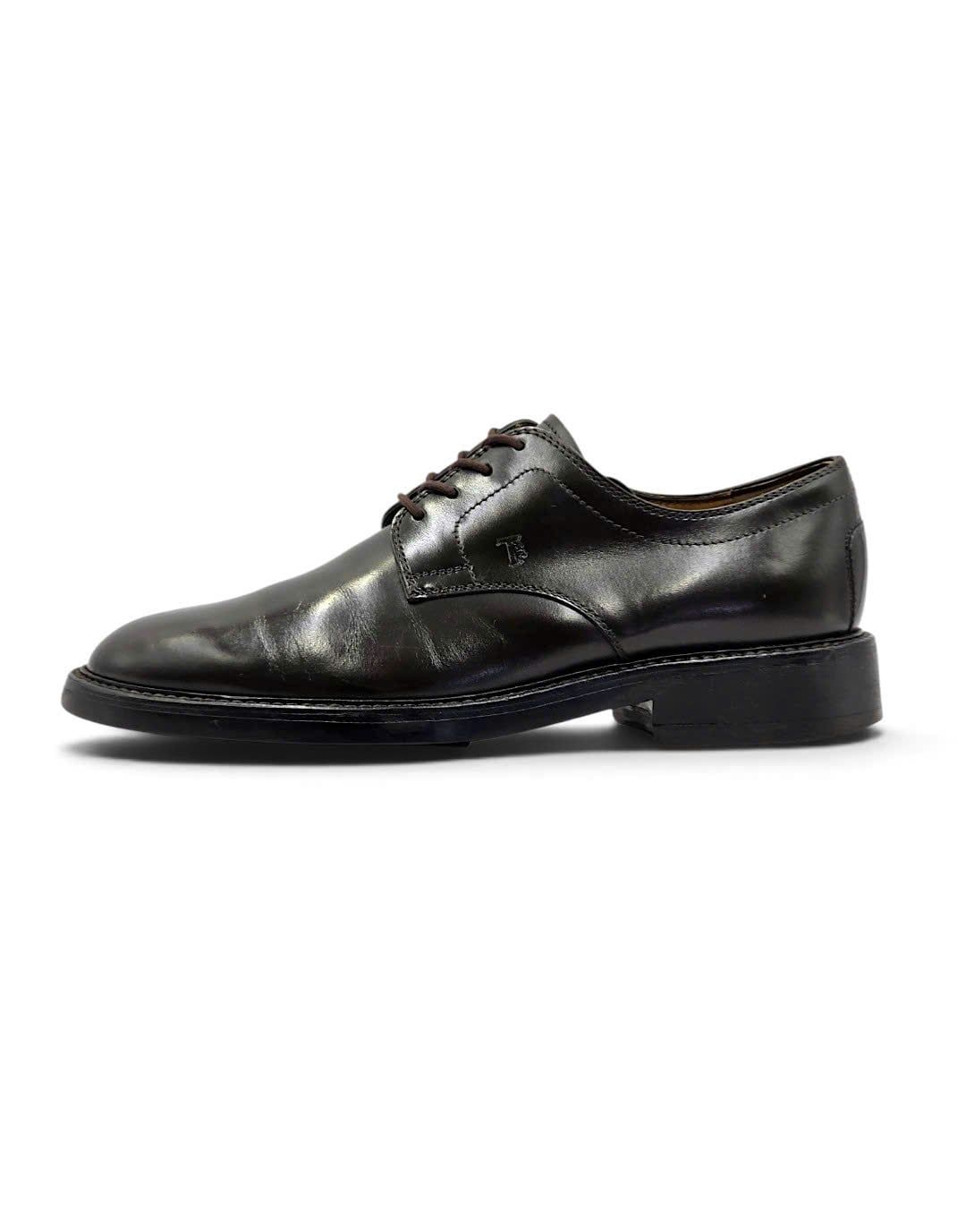  |SIZE 38.5| TOD'S DARK BROWN PLAIN-TOE DERBY SHOES AY38.5-8572 