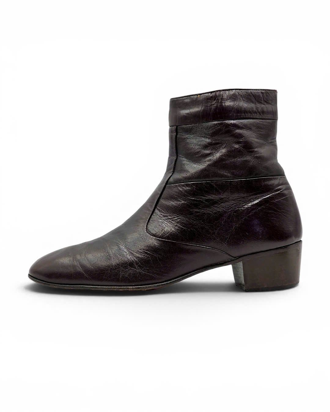  |SIZE 43| T2[in] BROWN SIDE-ZIP ANKLE BOOT AX43-8492 