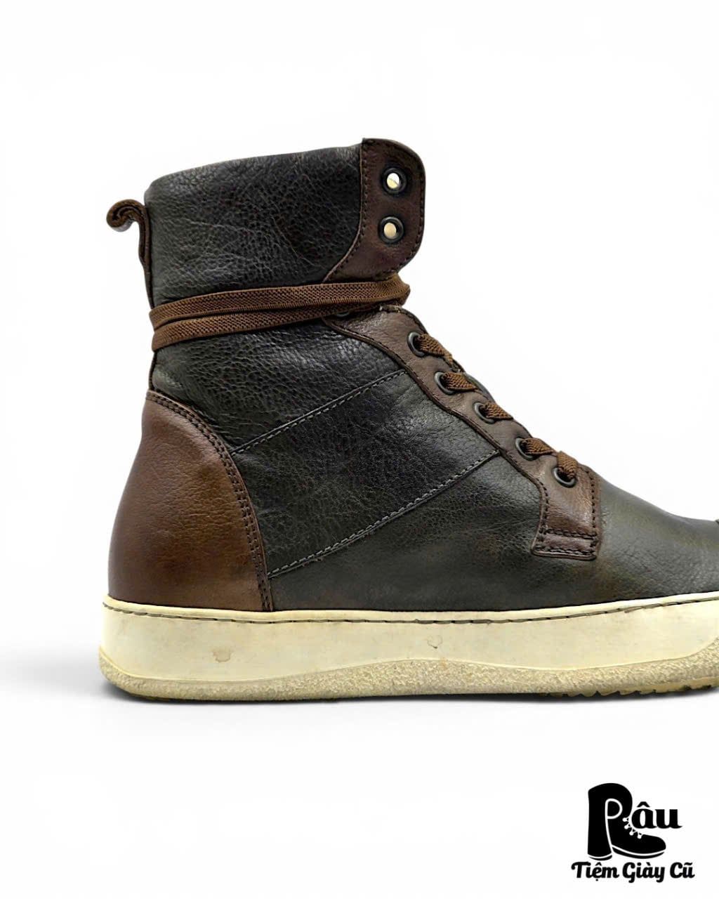  |SIZE 43| WOO YOUNGMI TWO-TONE HIGH-TOP VEGTAN LEATHER SNEAKER Z43-8481 