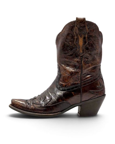  |SIZE 38| ARIAT 10008780 DAHLIA BROWN OVERLAY SNIP-TOE COWBOY BOOT AZ38-8696 