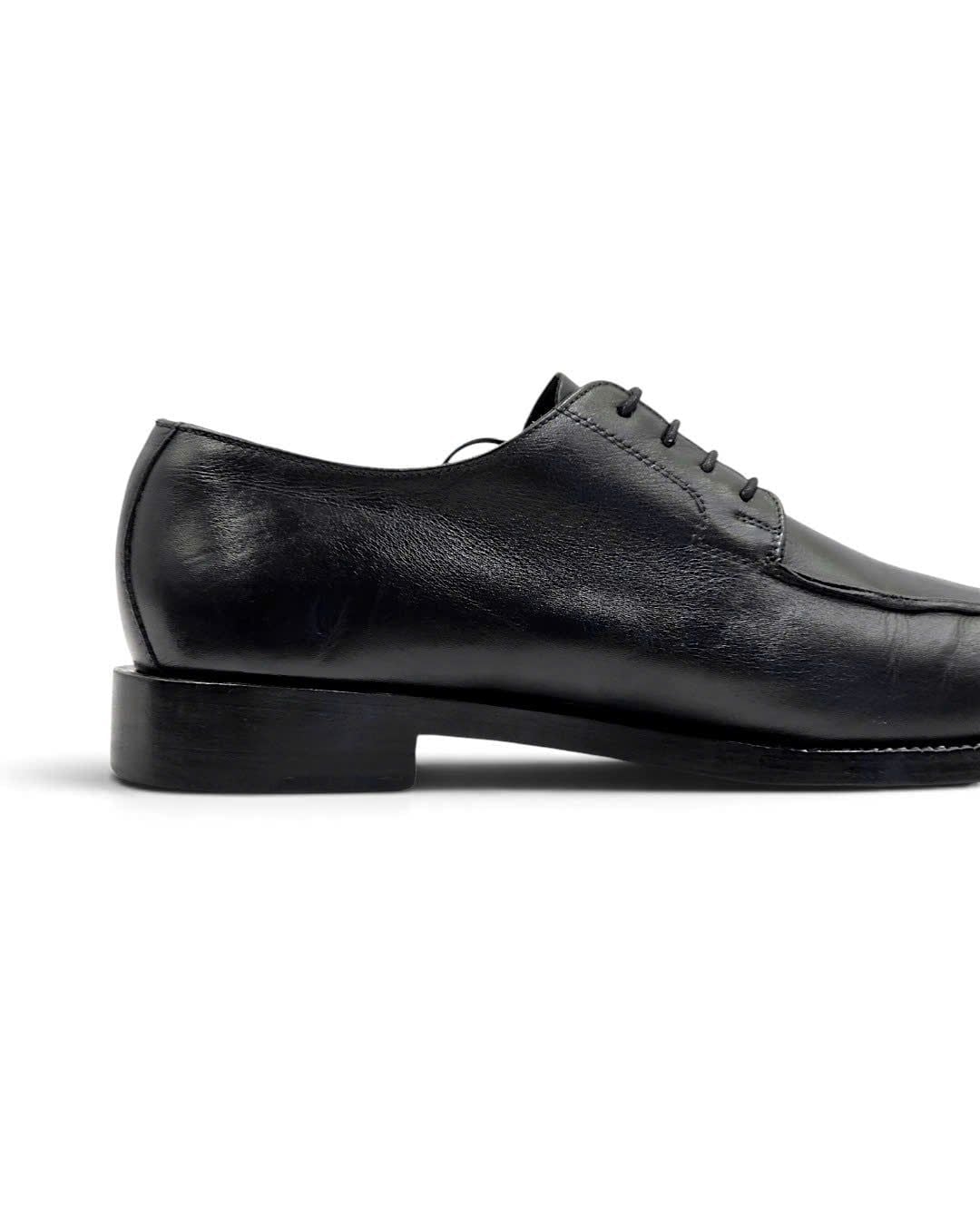  |SIZE 39| HANDMACHER BY KARL REICHL MODEL 28 BLACK APRON SLIT-TOE DERBY SHOES AY39-8571 