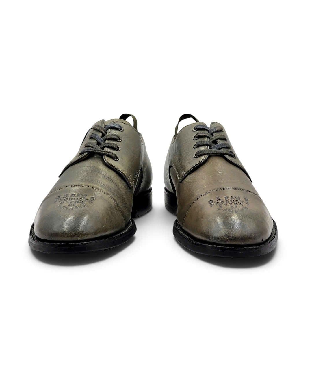  |SIZE 41| G-STAR RAW GS12300/066 DISTRESSED OLIVE TYPOGRAPHY CAP-TOE DERBY SHOES Z41-8573 