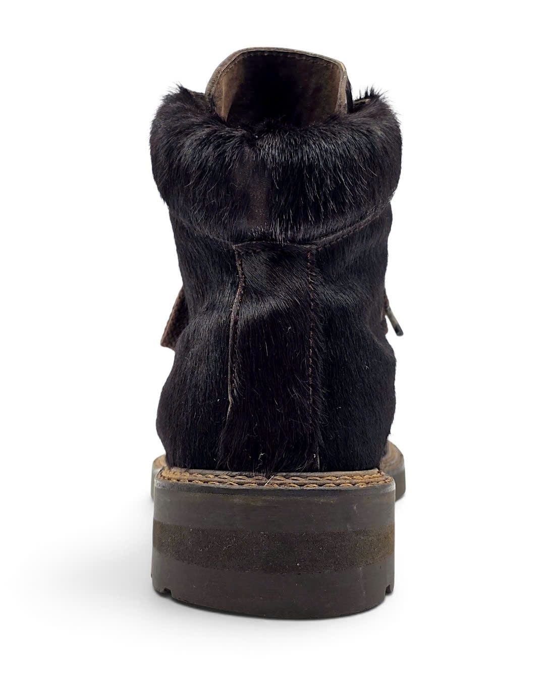  |SIZE 38| FEELING BROWN HAIR-ON COWHIDE LACE-UP BOOT Z38-8526 