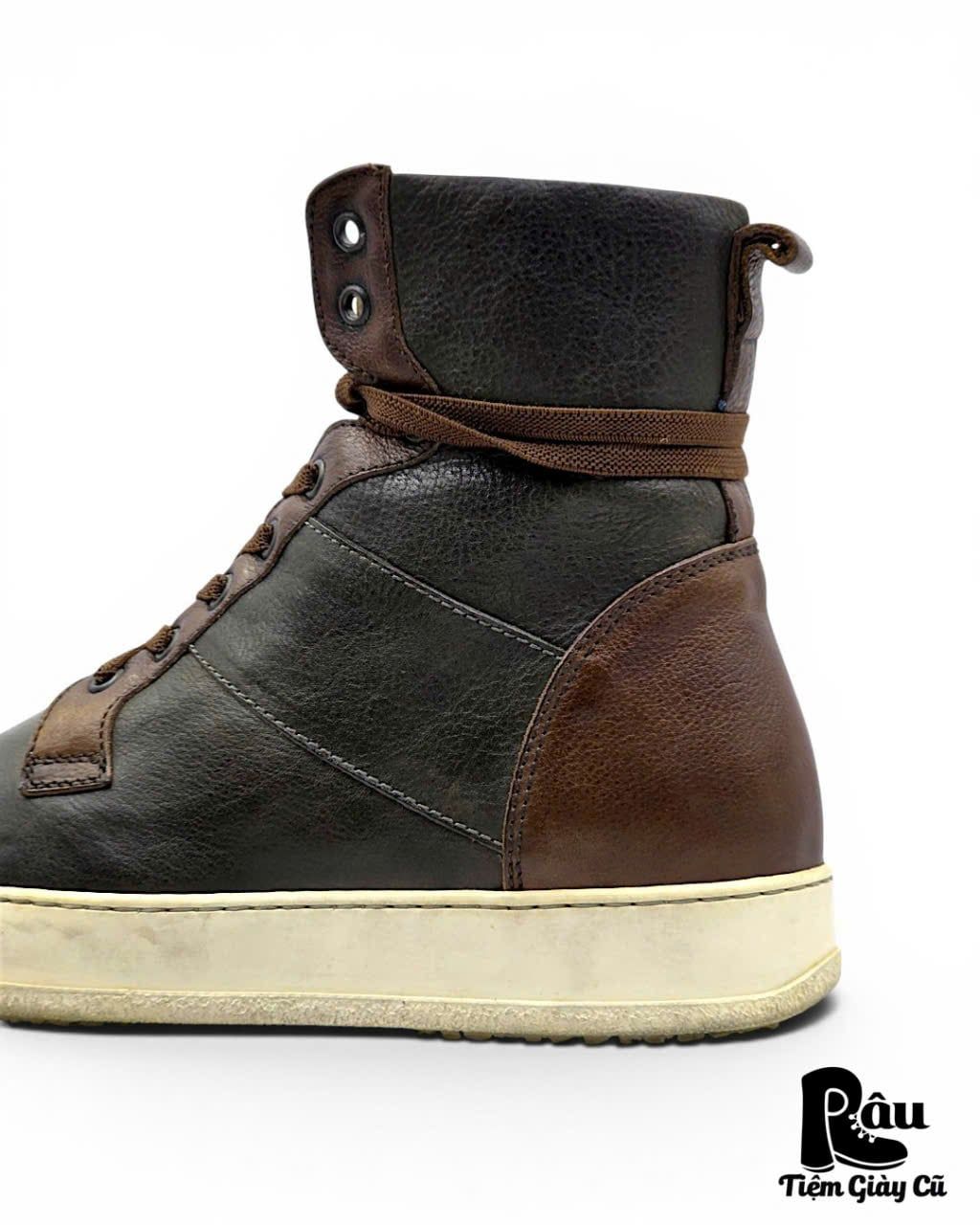  |SIZE 43| WOO YOUNGMI TWO-TONE HIGH-TOP VEGTAN LEATHER SNEAKER Z43-8481 
