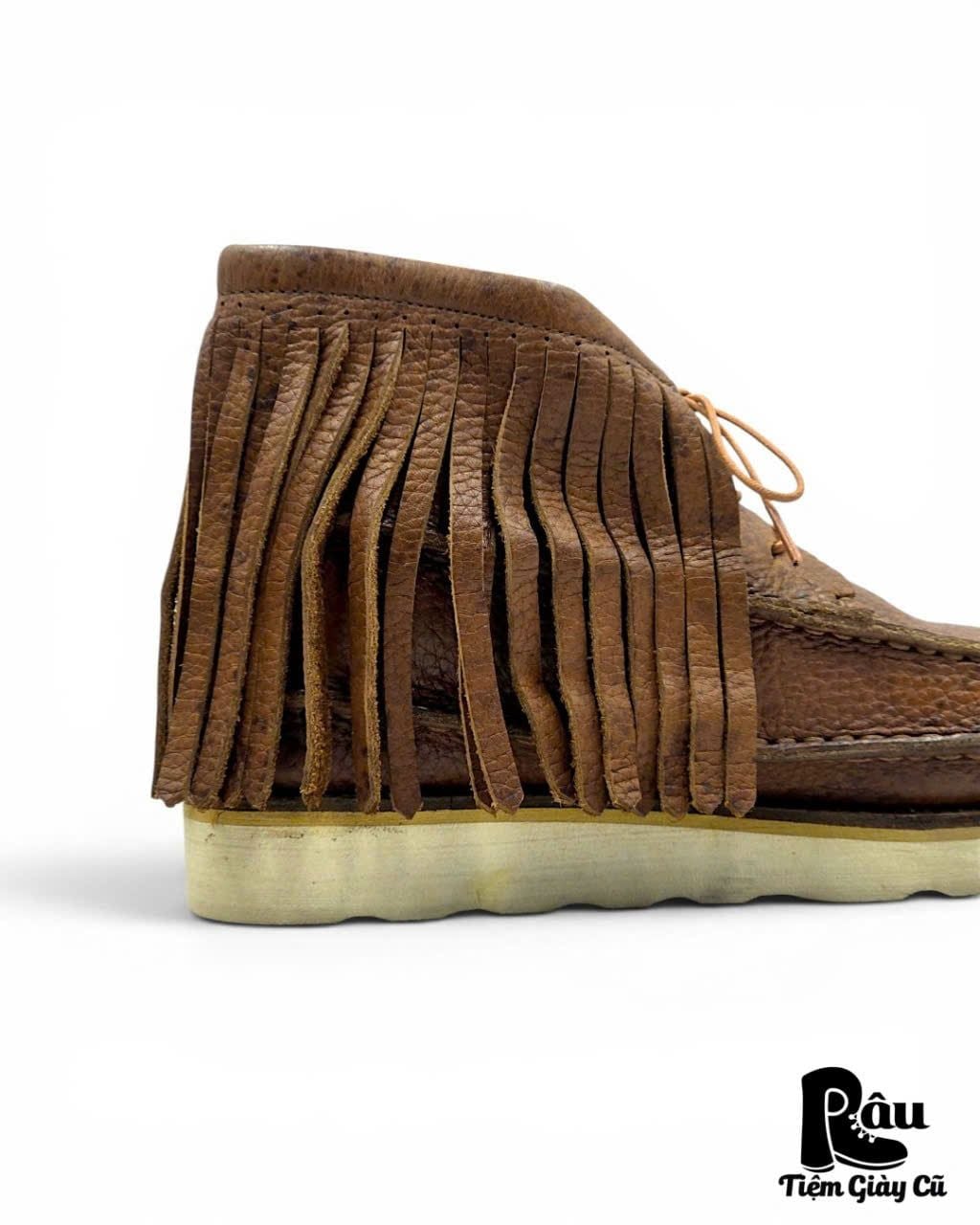  |SIZE 38.5| G.O.A BROWN FRINGE MOCCASIN 3-EYE BOOT Z38.5-8482 