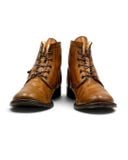  |SIZE 42| MOMA VINTAGE LIGHT BROWN FUR-LINED PLAIN-TOE LACE-UP BOOT Z42-8541 
