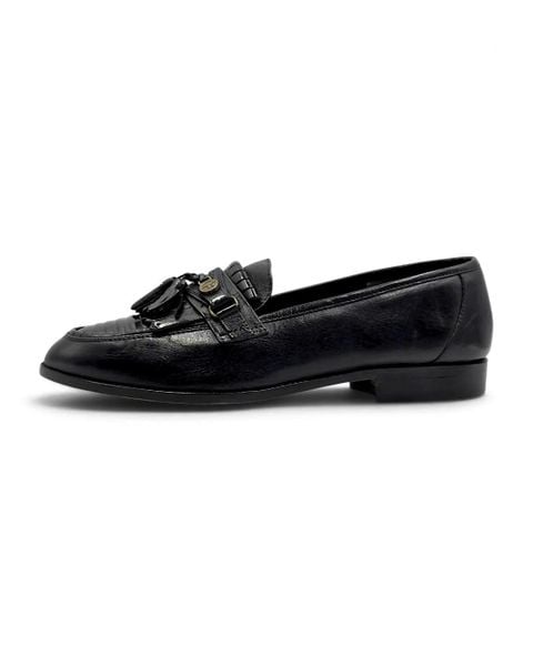  |SIZE 39| GIORGIO BRUTINI 824-6054 BLACK KILTIE APRON TASSEL LOAFER AY39-8596 