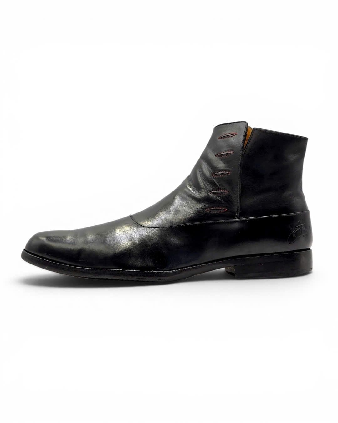 |SIZE 43| JOHN FLUEVOG TWIN TURBINE 1611 FIRST AVENUE BLACK CLASSY SPAT ZIPPER BOOT Z43-8491 