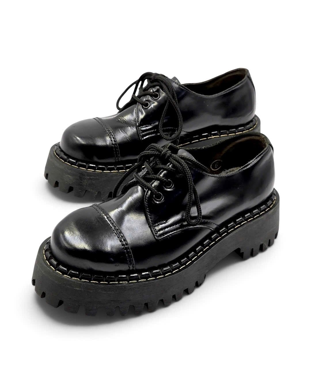  |SIZE 38.5| SHELLYS RANGERS A3031 3-EYE STEEL-TOE PLATFORM COMBAT SHOES Z38.5-8523 