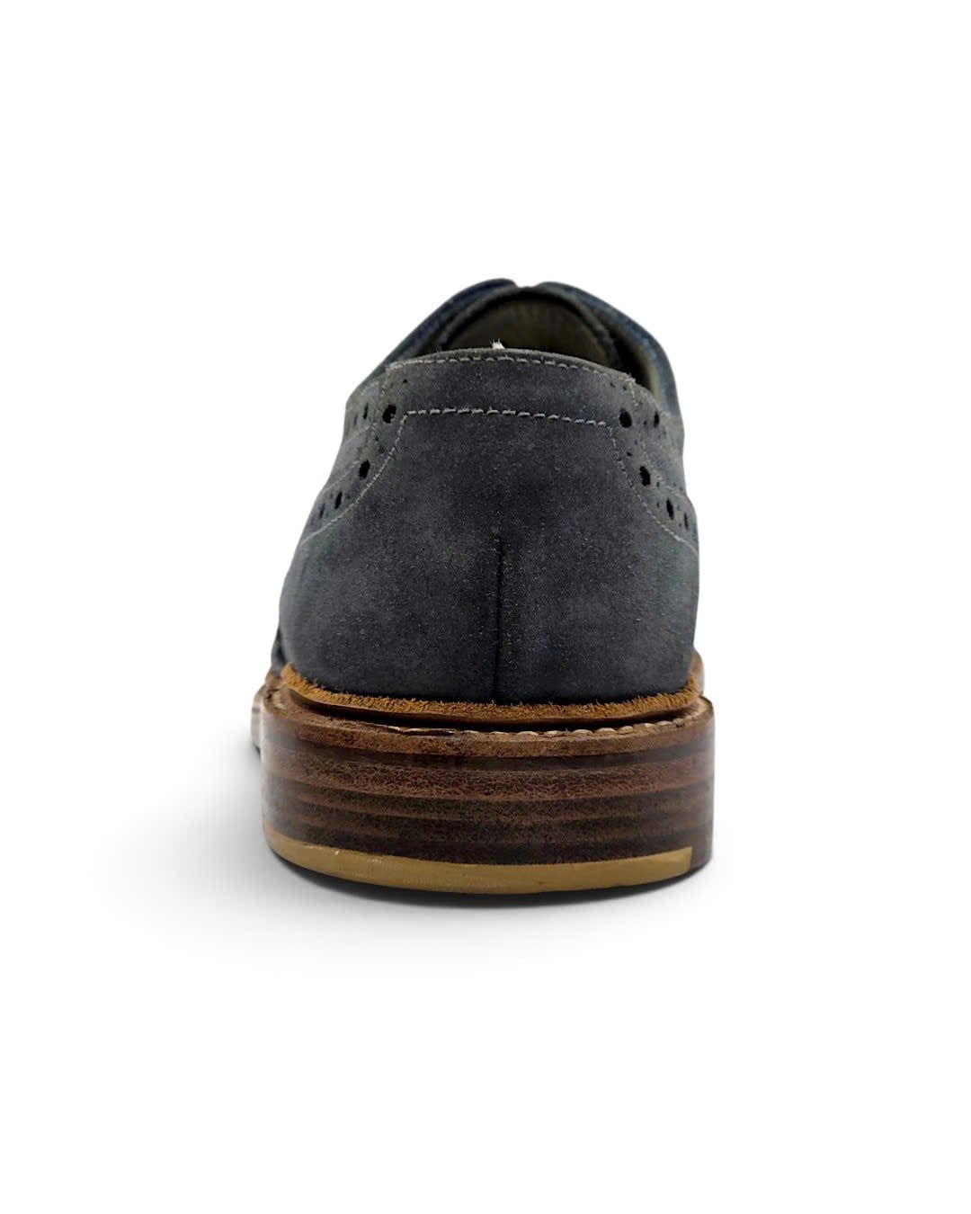  |SIZE 39| DESIGN LOAKE JACK BLUE SUEDE WINGTIP BROGUE DERBY SHOES AY39-8585 