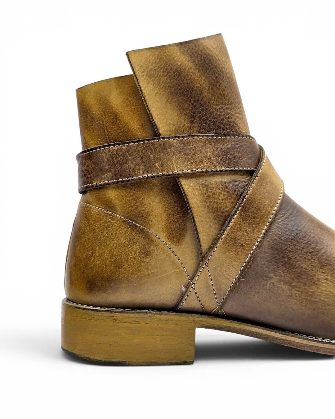  |SIZE 40| MOMINO DISTRESSED BUCKLE STRAPS ANKLE BOOT Z40-8493 