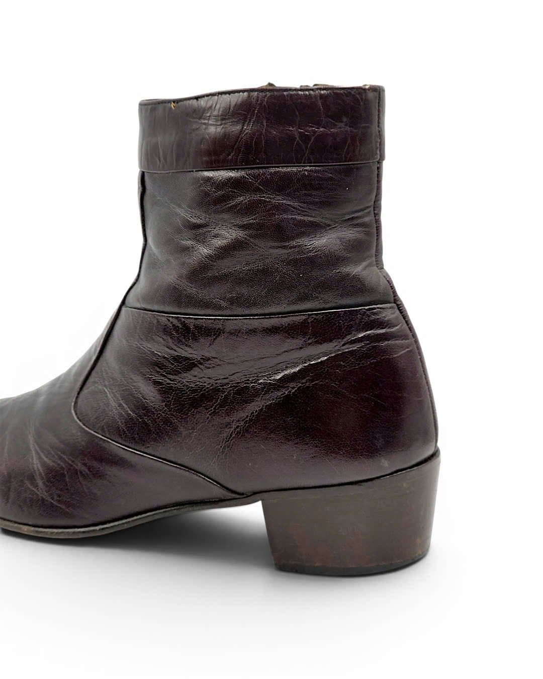  |SIZE 43| T2[in] BROWN SIDE-ZIP ANKLE BOOT AX43-8492 