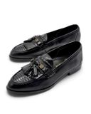  |SIZE 39| GIORGIO BRUTINI 824-6054 BLACK KILTIE APRON TASSEL LOAFER AY39-8596 
