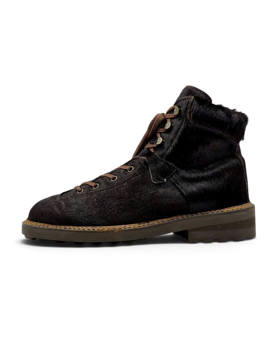  |SIZE 38| FEELING BROWN HAIR-ON COWHIDE LACE-UP BOOT Z38-8526 