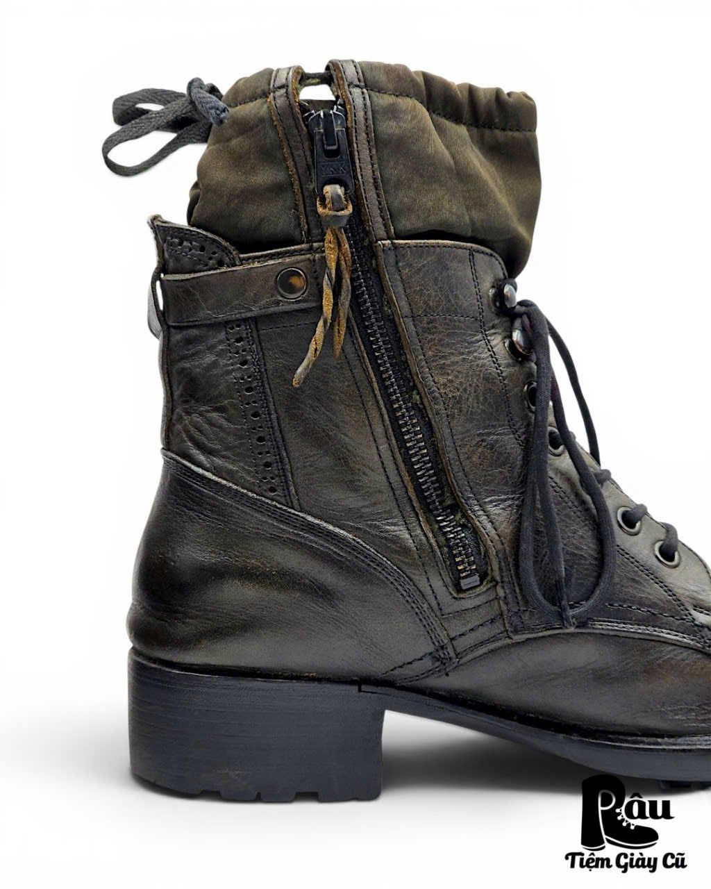 |SIZE 41| ALFREDO BANNISTER 5221005011 UTILITY LAYERED SIDE-ZIP LACE-UP BOOT Z41-8479 