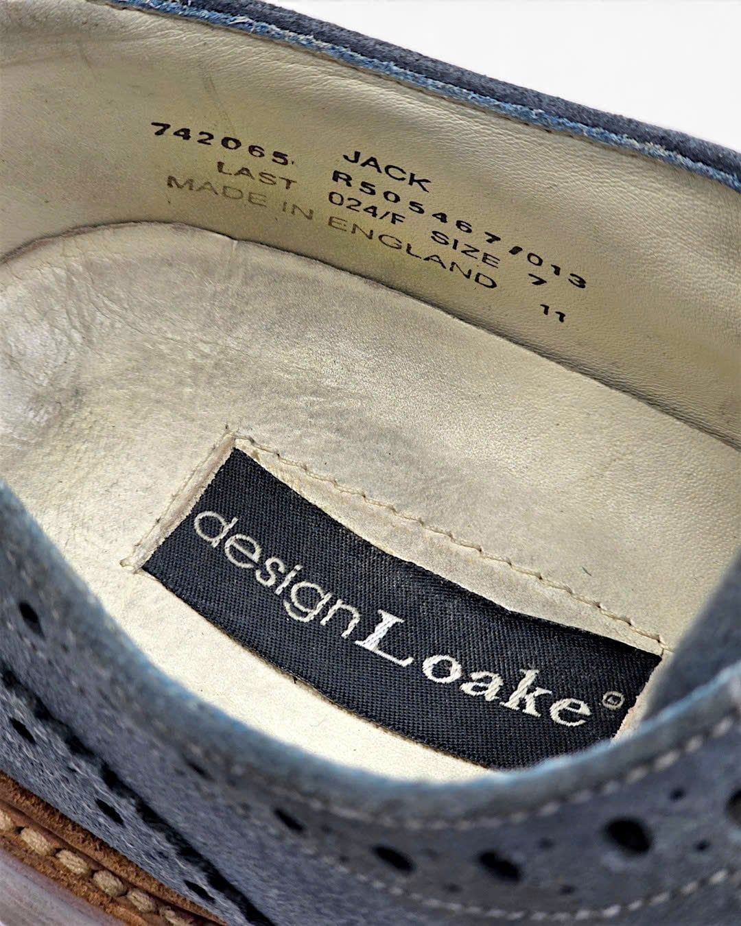  |SIZE 39| DESIGN LOAKE JACK BLUE SUEDE WINGTIP BROGUE DERBY SHOES AY39-8585 