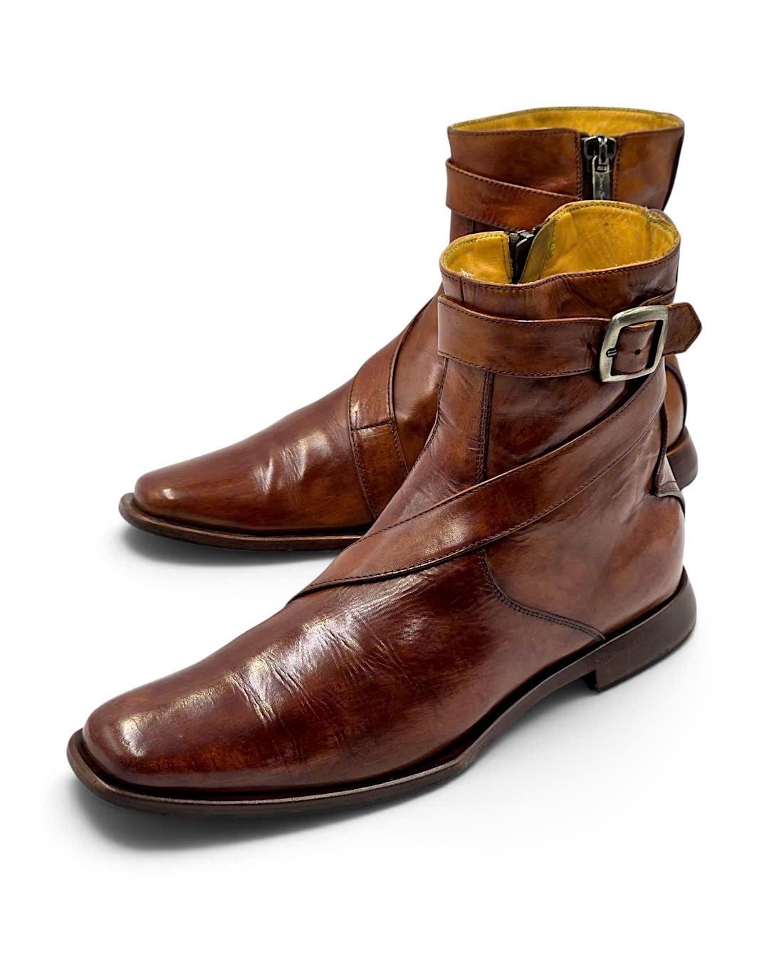  |SIZE 39| OLIVER SWEENEY GAVI BROWN BUCKLE SIDE-ZIP ANKLE BOOT Z39-8709 