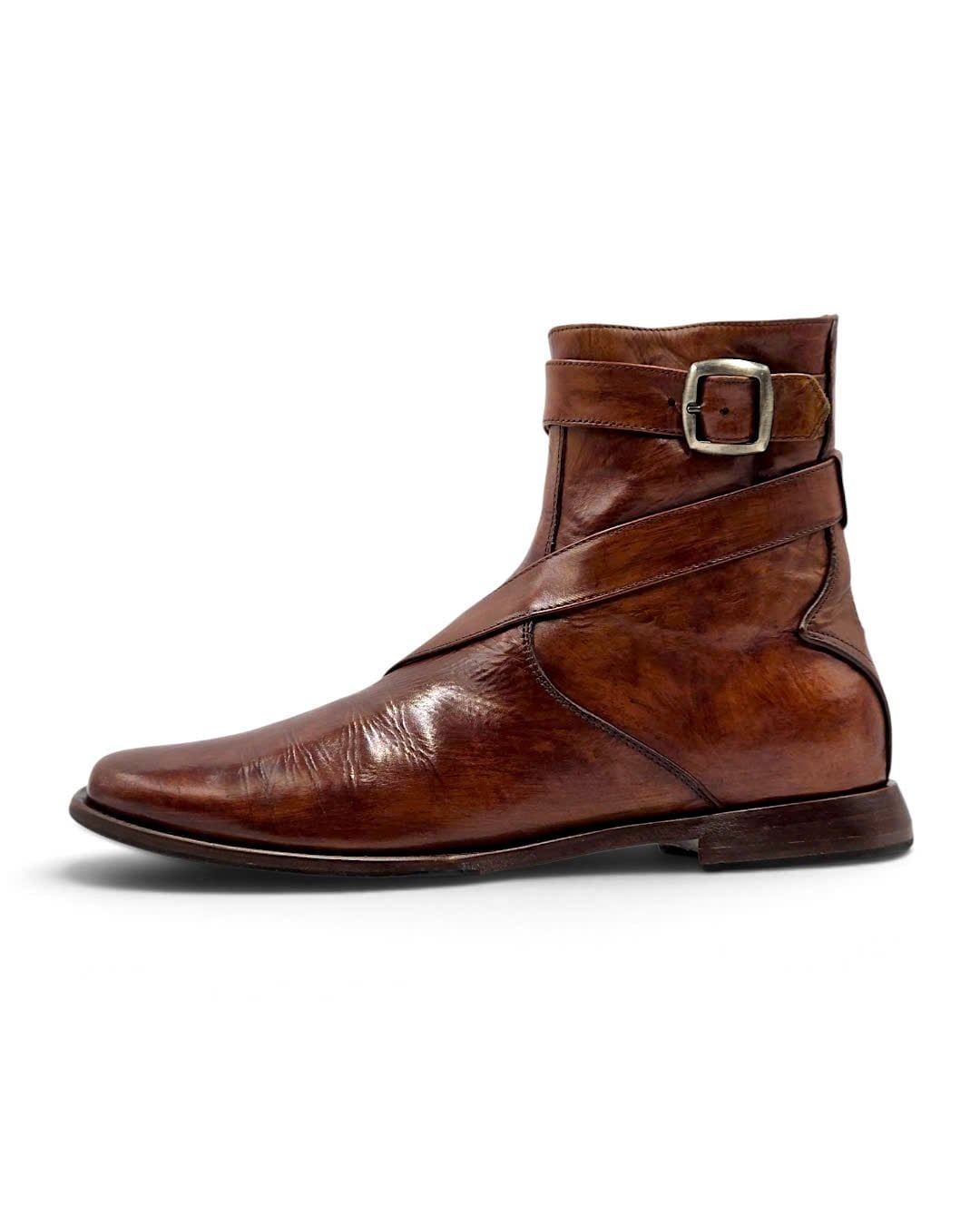  |SIZE 39| OLIVER SWEENEY GAVI BROWN BUCKLE SIDE-ZIP ANKLE BOOT Z39-8709 
