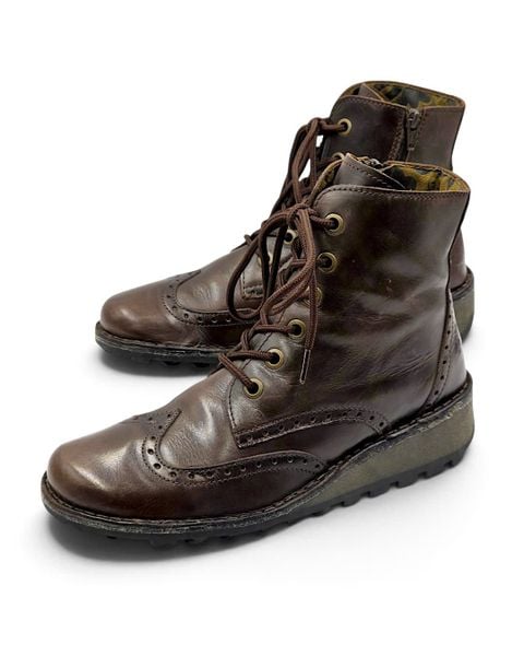  |SIZE 40| FLY LONDON MARL WINGTIP BROGUE SIDE-ZIP LACE-UP BOOT Z40-8580 