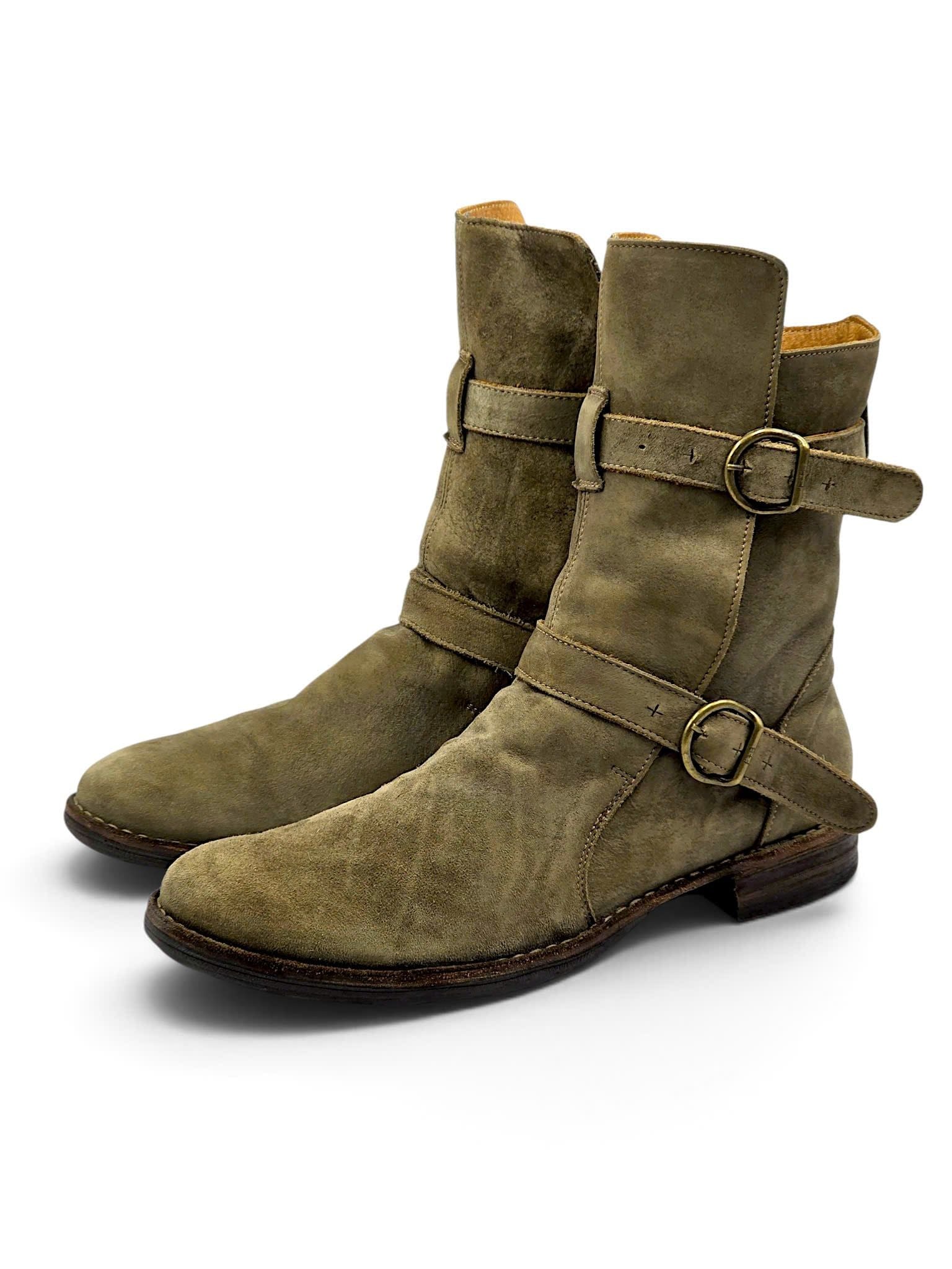  |SIZE 44.5| FIORENTINI + BAKER ETERNITY 713 TAUPE SUEDE TALL ANKLE BIKER BOOT Z44.5-8494 