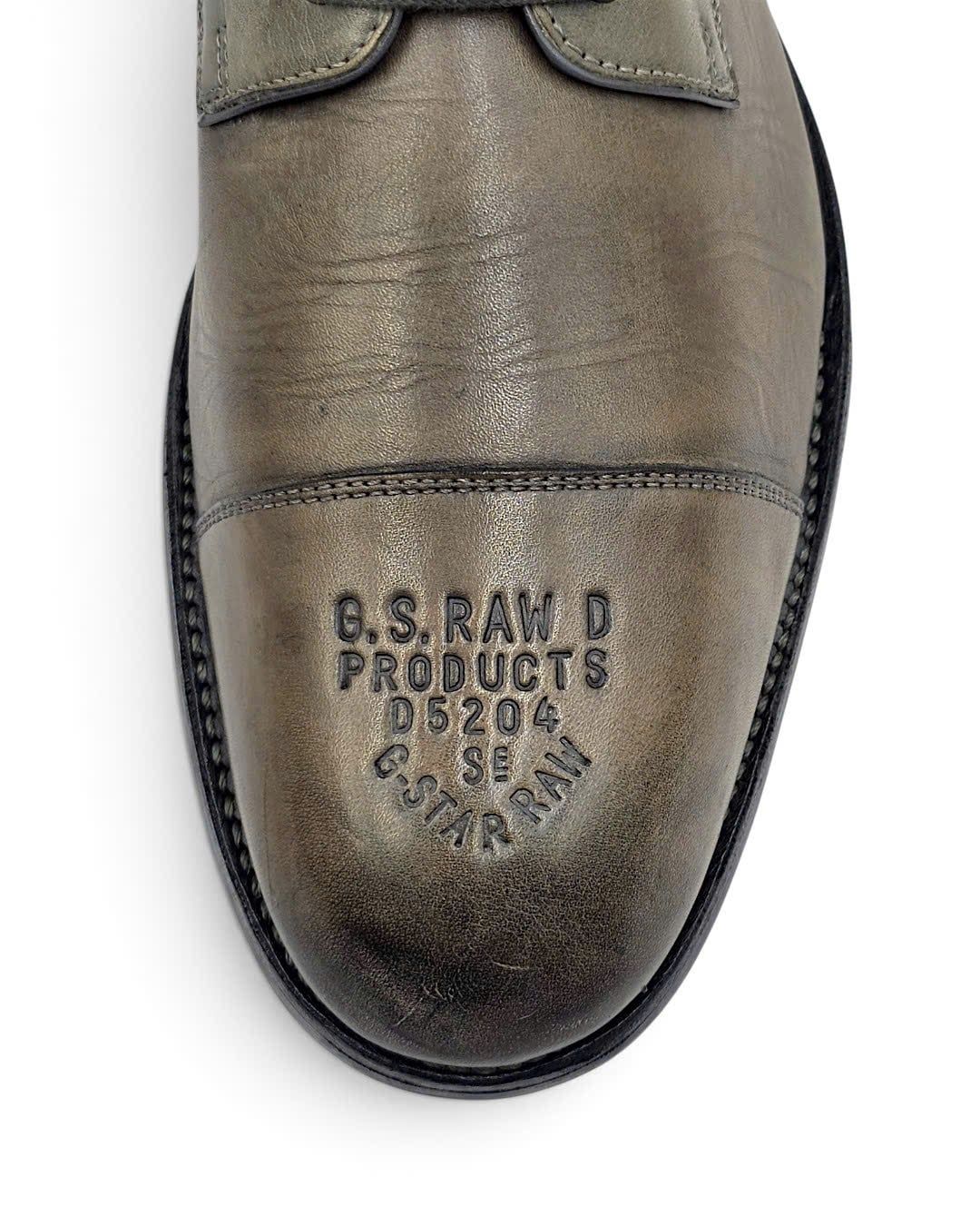  |SIZE 41| G-STAR RAW GS12300/066 DISTRESSED OLIVE TYPOGRAPHY CAP-TOE DERBY SHOES Z41-8573 