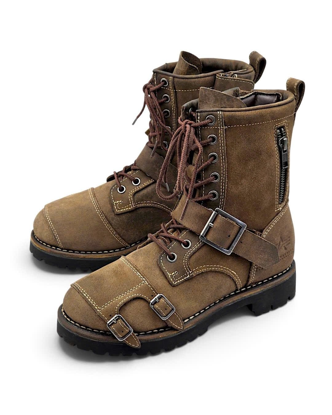  |SIZE 37| ALPHA INDUSTRIES AFB-20020 BUCKLES LACE-UP BIKER BOOT Z37-8577 