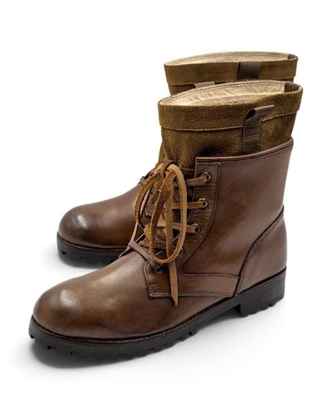  |SIZE 43.5| LAYERED SIDE-ZIP LACE-UP BOOT Z43.5-8608 