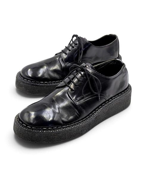  |SIZE 37| COMME DES GARCON HOMME PLUS BLACK MINIMAL PLATFORM CREPER DERBY SHOES Z37-8613 