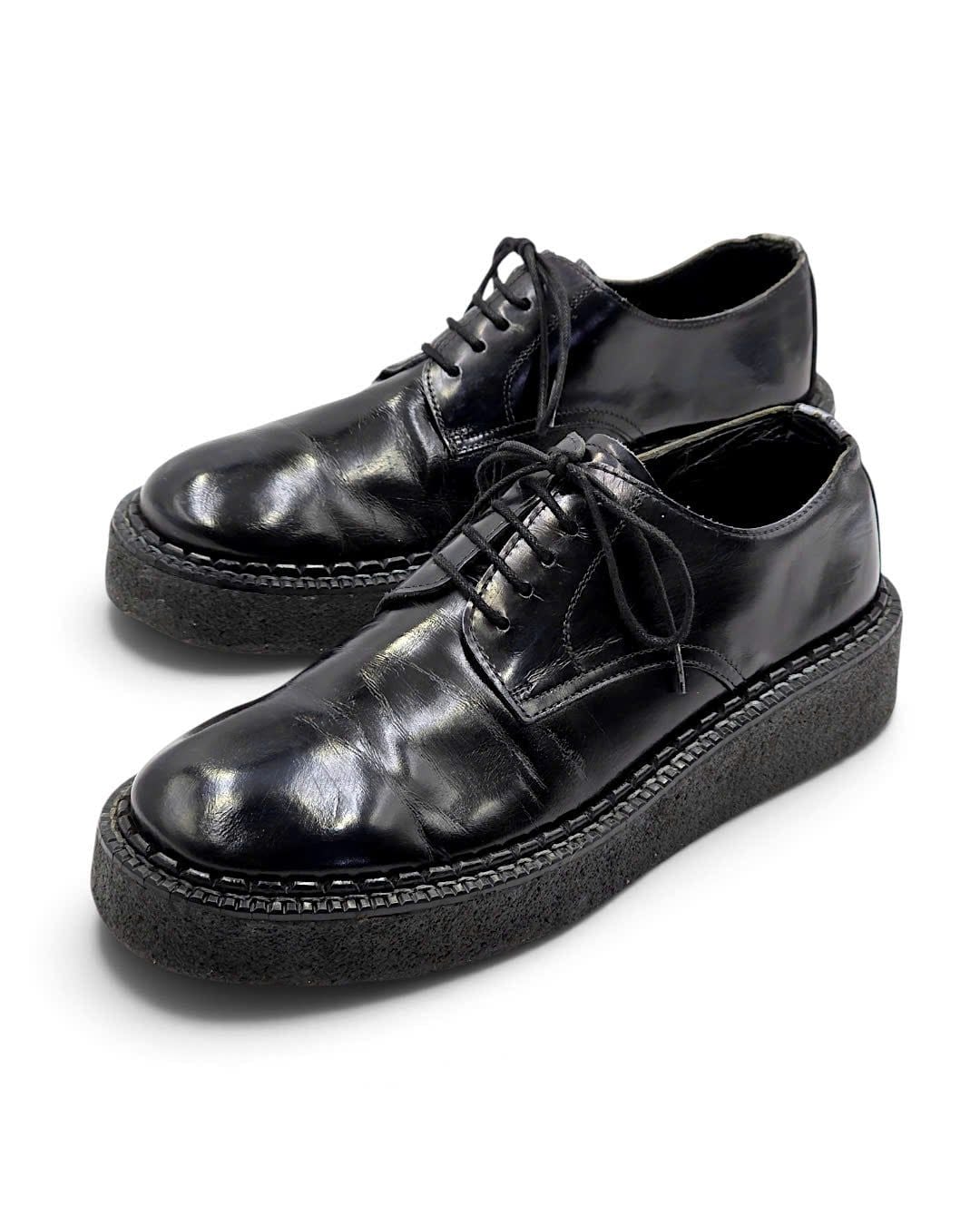  |SIZE 37| COMME DES GARCON HOMME PLUS BLACK MINIMAL PLATFORM CREPER DERBY SHOES Z37-8613 