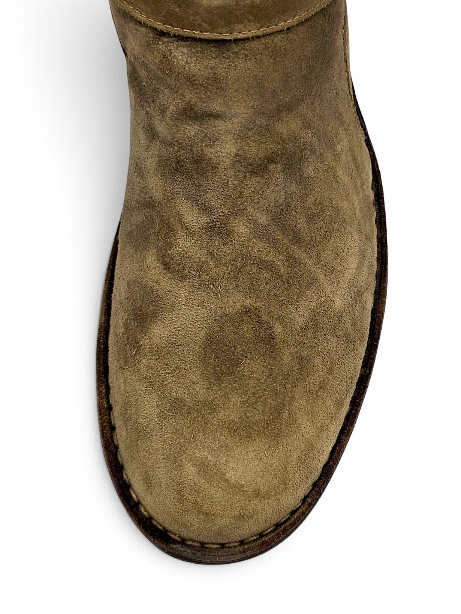  |SIZE 44.5| FIORENTINI + BAKER ETERNITY 713 TAUPE SUEDE TALL ANKLE BIKER BOOT Z44.5-8494 