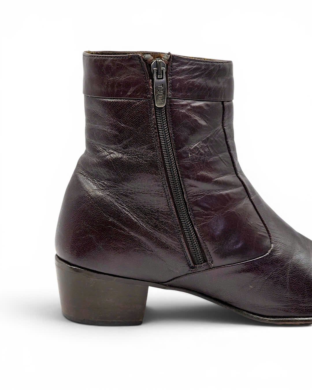  |SIZE 43| T2[in] BROWN SIDE-ZIP ANKLE BOOT AX43-8492 
