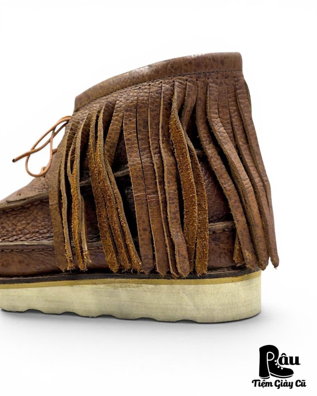  |SIZE 38.5| G.O.A BROWN FRINGE MOCCASIN 3-EYE BOOT Z38.5-8482 