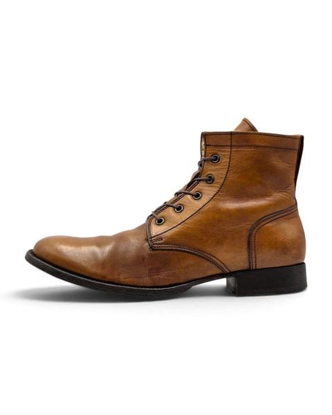  |SIZE 42| MOMA VINTAGE LIGHT BROWN FUR-LINED PLAIN-TOE LACE-UP BOOT Z42-8541 