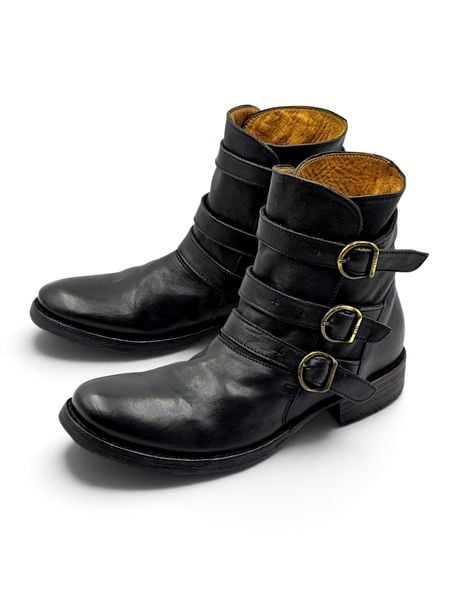  |SIZE 37| FIORENTINI + BAKER BLACK ETERNITY EDWIN 3 BUCKLES BIKER BOOT AY37-8527 