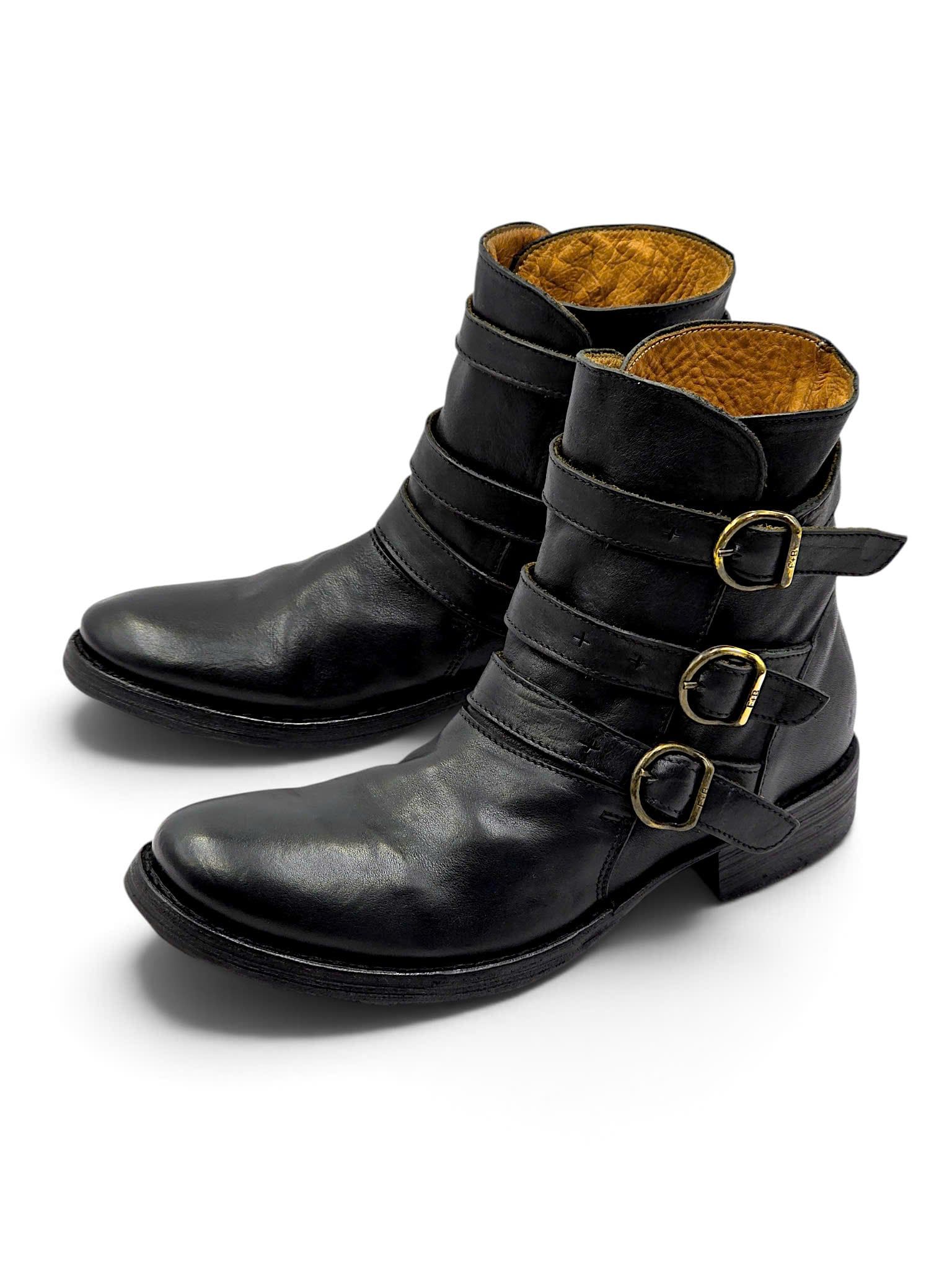  |SIZE 37| FIORENTINI + BAKER BLACK ETERNITY EDWIN 3 BUCKLES BIKER BOOT AY37-8527 