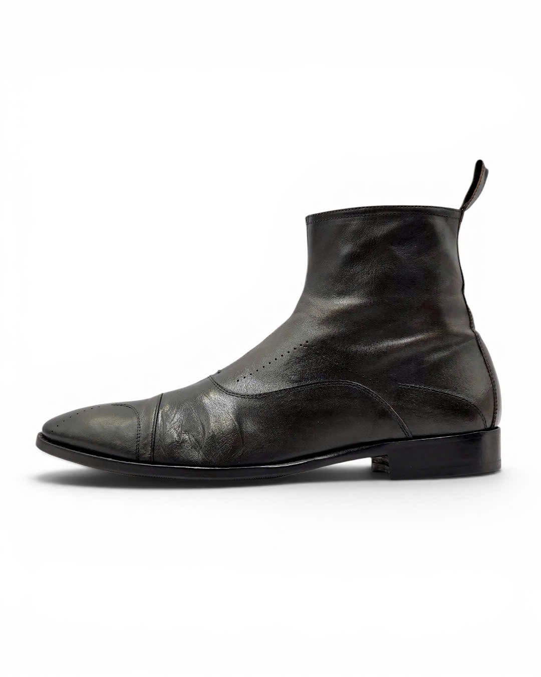  |SIZE 44| KOIL BY VISARUNO R6014 ITALIAN PATINA SIDE-ZIP ANKLE BOOT Z44-8488 
