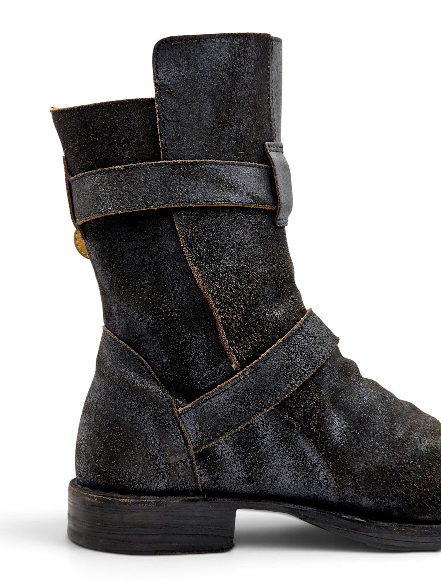  |SIZE 39| FIORENTINI + BAKER ETERNITY 713 BLACK WAXED SUEDE TALL ANKLE BIKER BOOT Z39-8374 