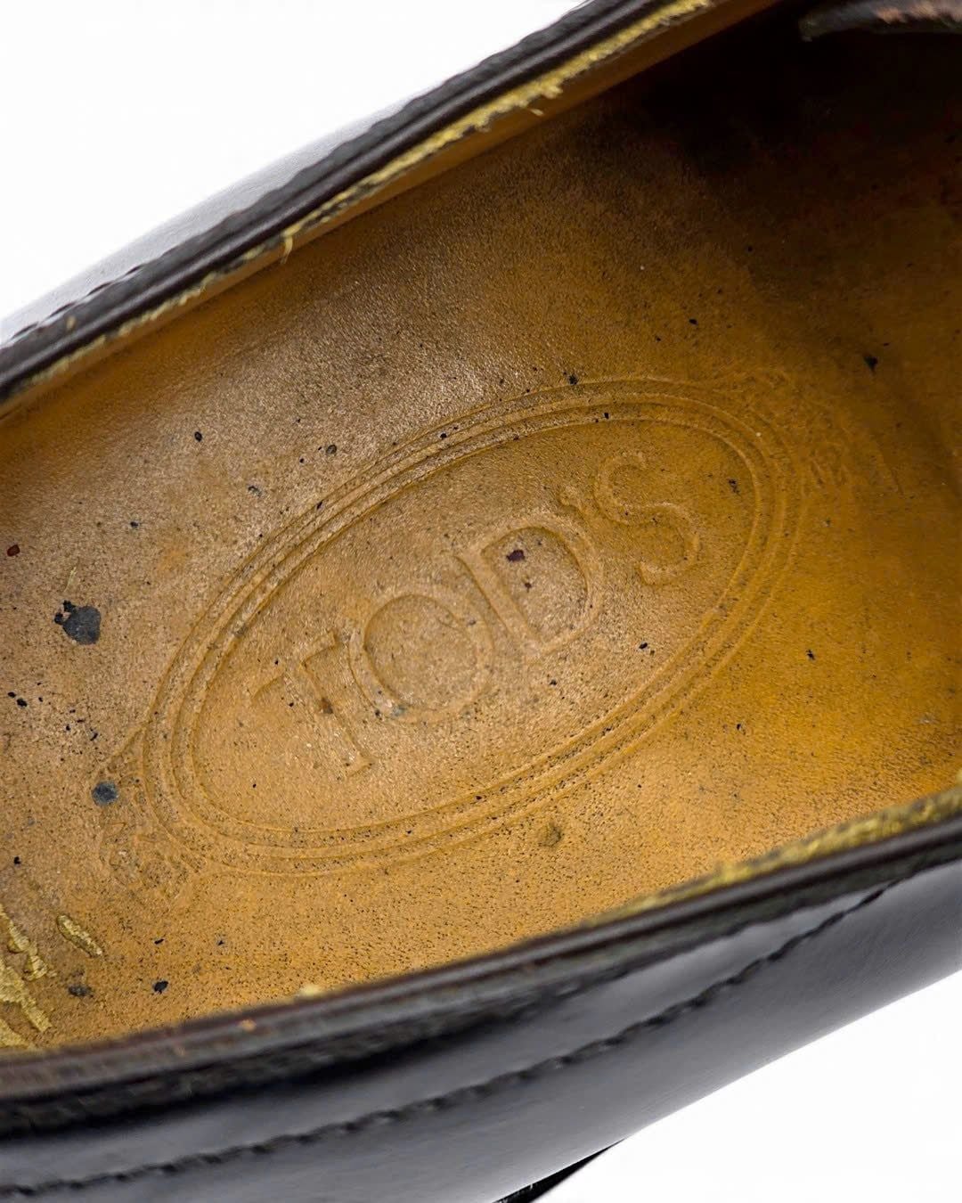  |SIZE 38.5| TOD'S DARK BROWN PLAIN-TOE DERBY SHOES AY38.5-8572 