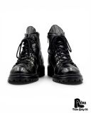  |SIZE 38| DUCANERO BLACK VEGTAN SIDE-ZIP LACE-UP BOOT Z38-8483 