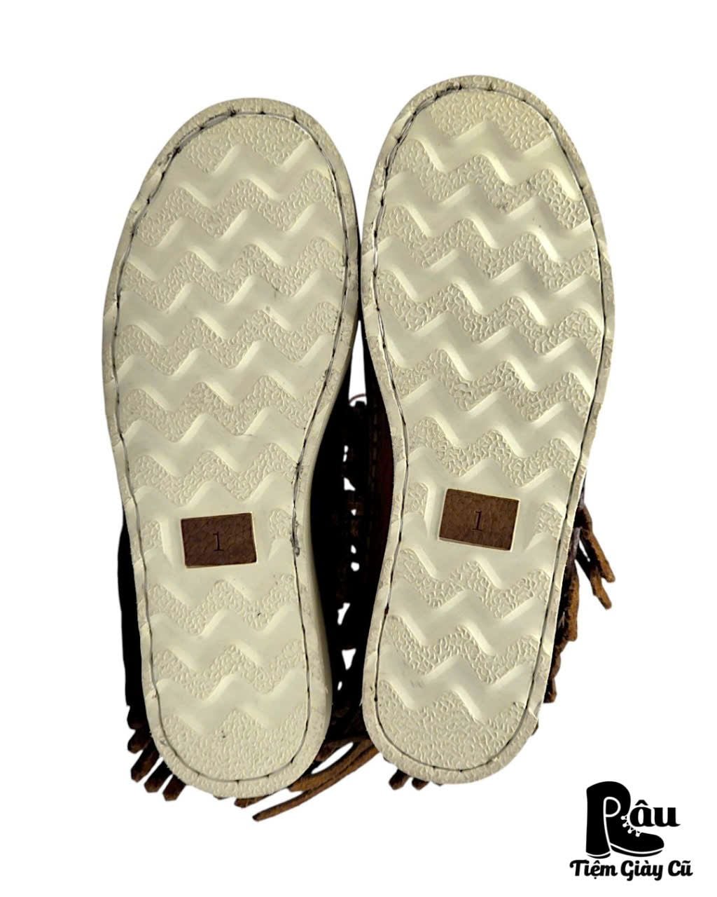  |SIZE 38.5| G.O.A BROWN FRINGE MOCCASIN 3-EYE BOOT Z38.5-8482 