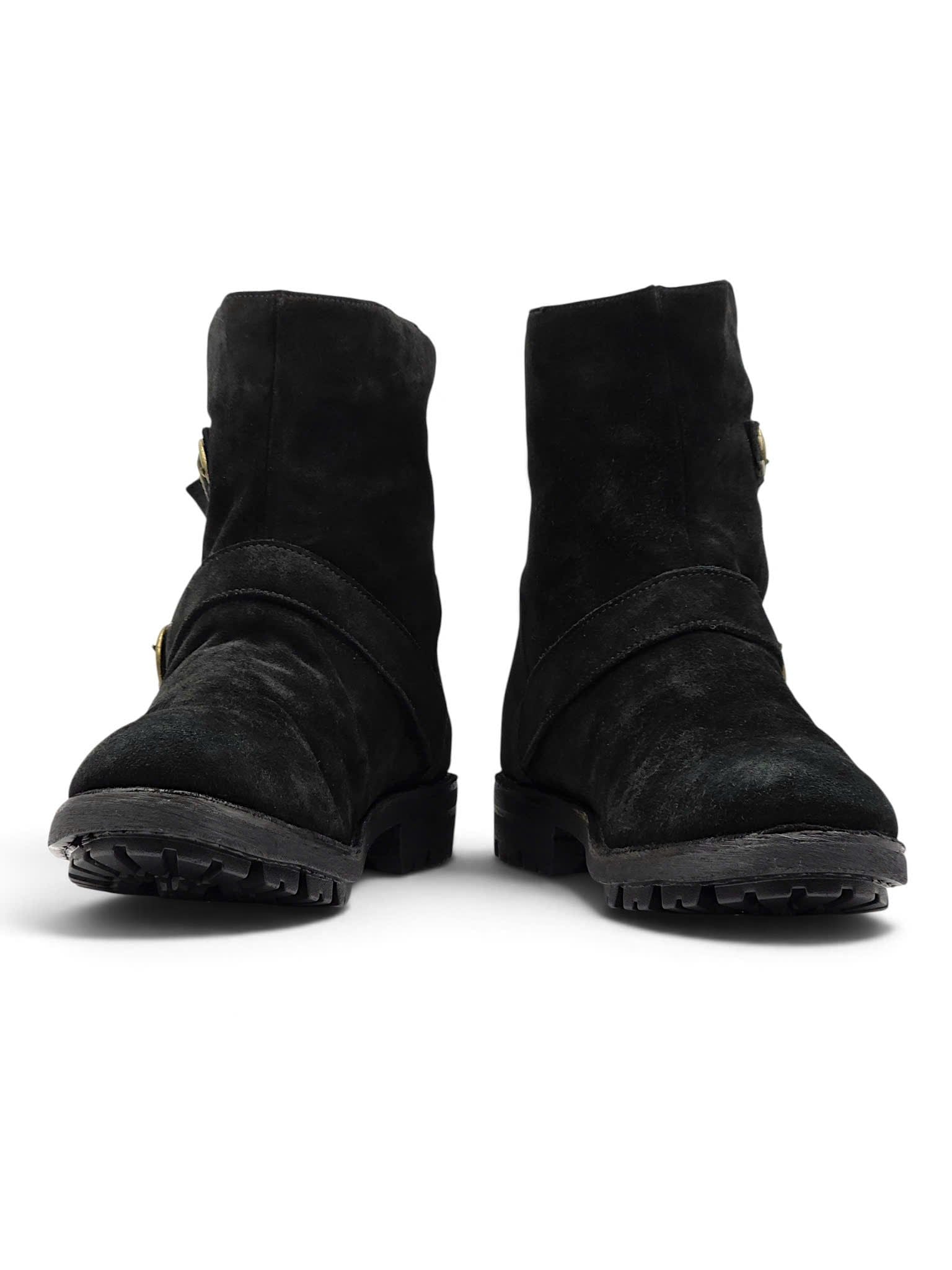  |SIZE 41| FIORENTINI + BAKER BLACK SUEDE BIKER BOOT Z41-8373 