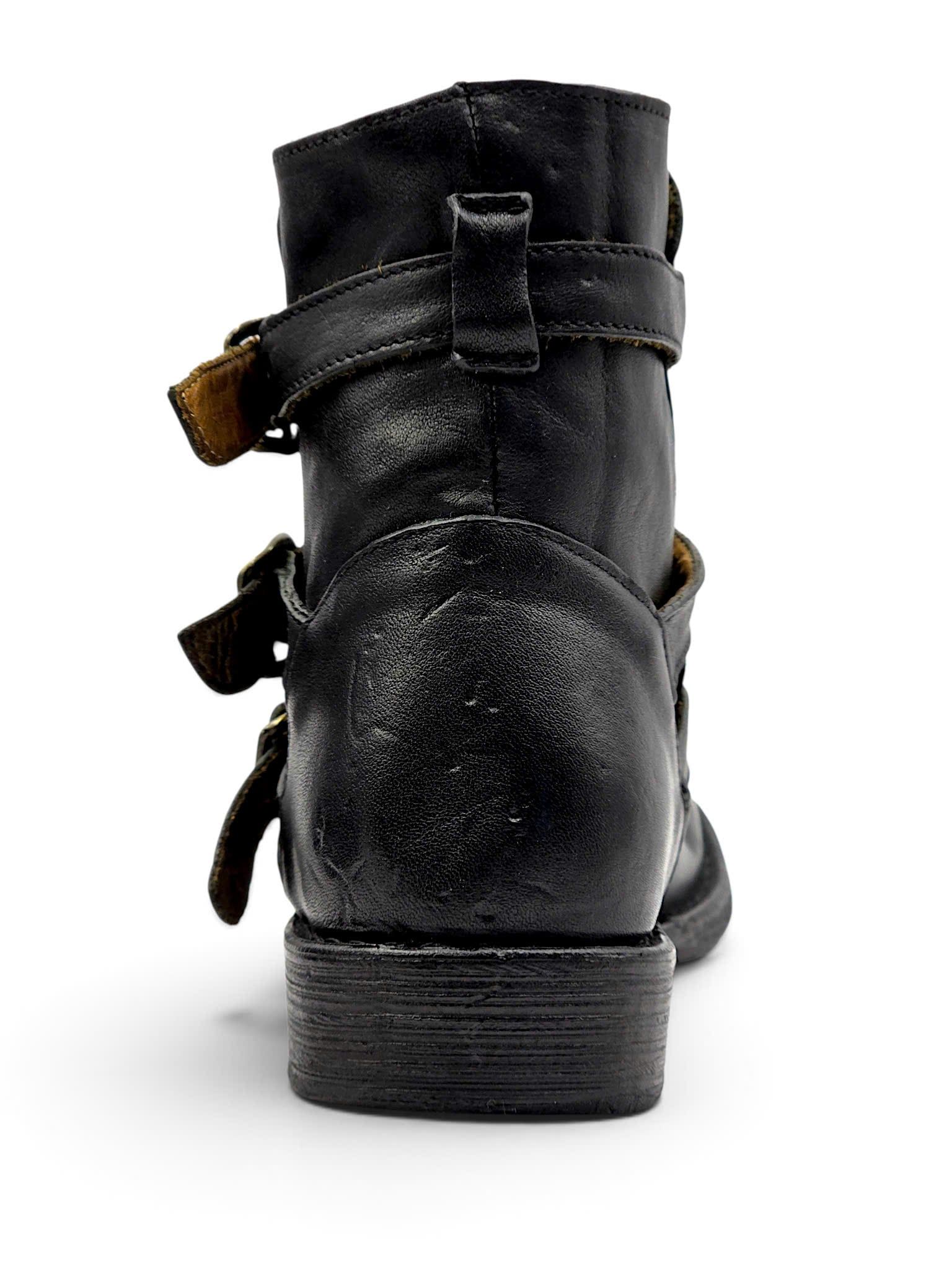  |SIZE 37| FIORENTINI + BAKER BLACK ETERNITY EDWIN 3 BUCKLES BIKER BOOT AY37-8527 
