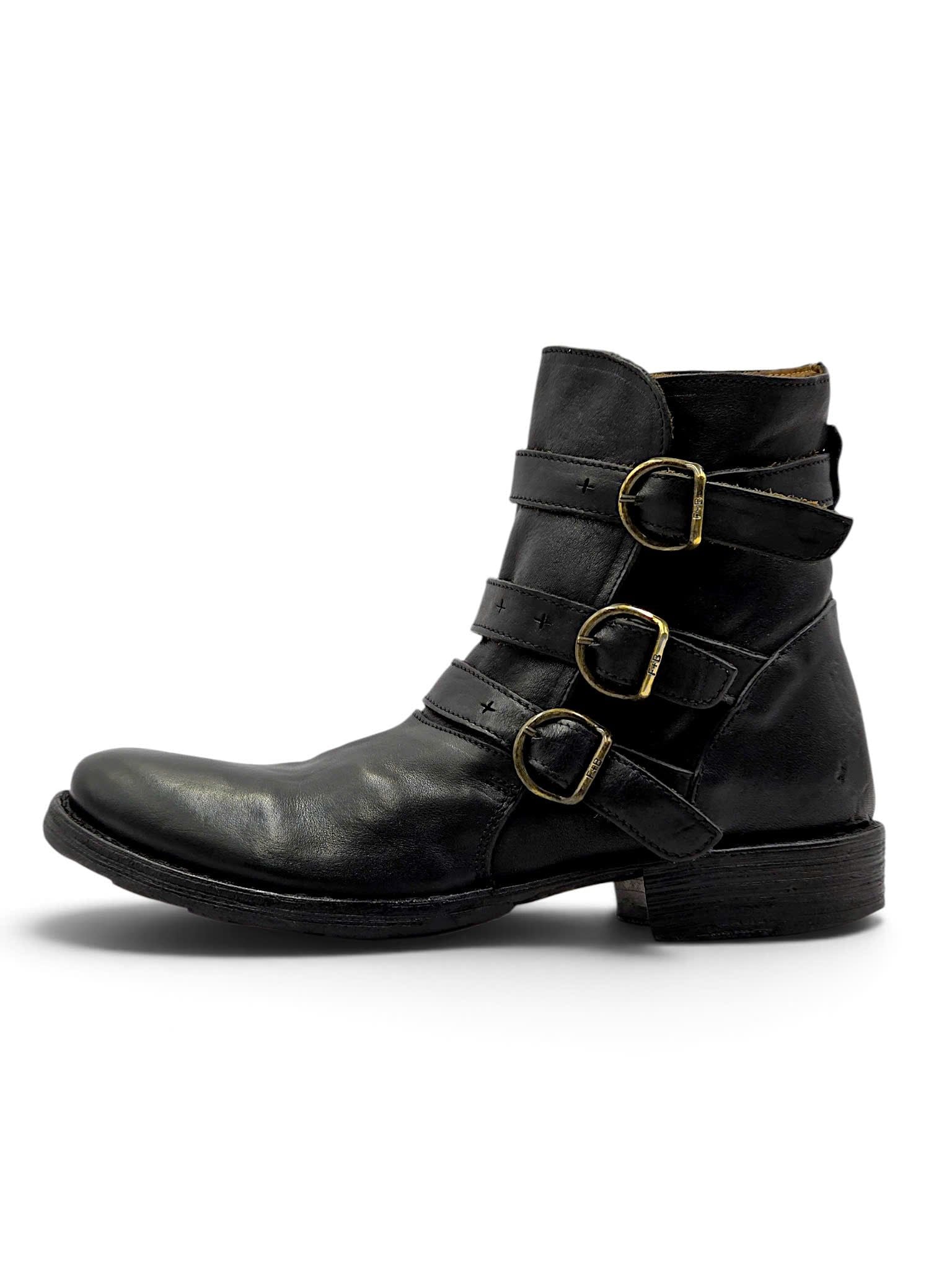  |SIZE 37| FIORENTINI + BAKER BLACK ETERNITY EDWIN 3 BUCKLES BIKER BOOT AY37-8527 