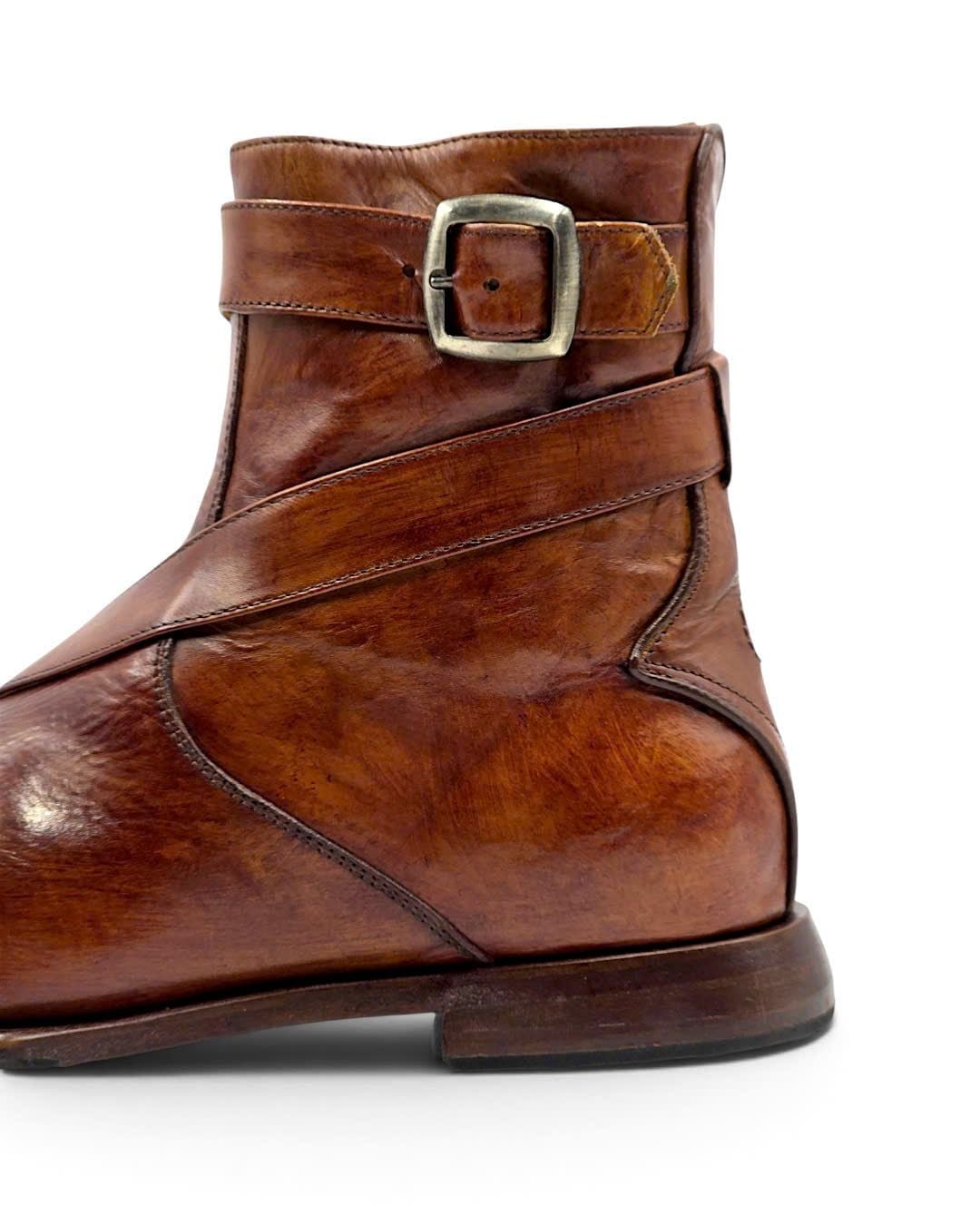  |SIZE 39| OLIVER SWEENEY GAVI BROWN BUCKLE SIDE-ZIP ANKLE BOOT Z39-8709 
